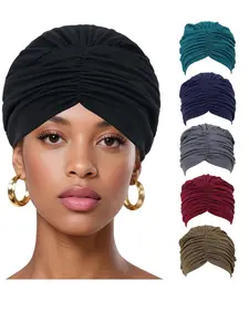 Women's Fashionable Elastic Cross-Fold Plain Color Hat, Casual Chemotherapy Cap, Headscarf Scarf Wrap, Style, Twist