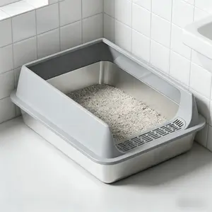 Extra-large indoor cat box, made of stainless steel, non-stick and durable, with a splash-proof design. Ideal gift for five major global holidays.