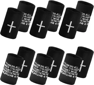 12 Pack Cross Sports Wristbands – Christian Faith Sweatbands for Men & Women, Absorbent Athletic Wrist Bands for Gym, Basketball, Football, Running & Workout