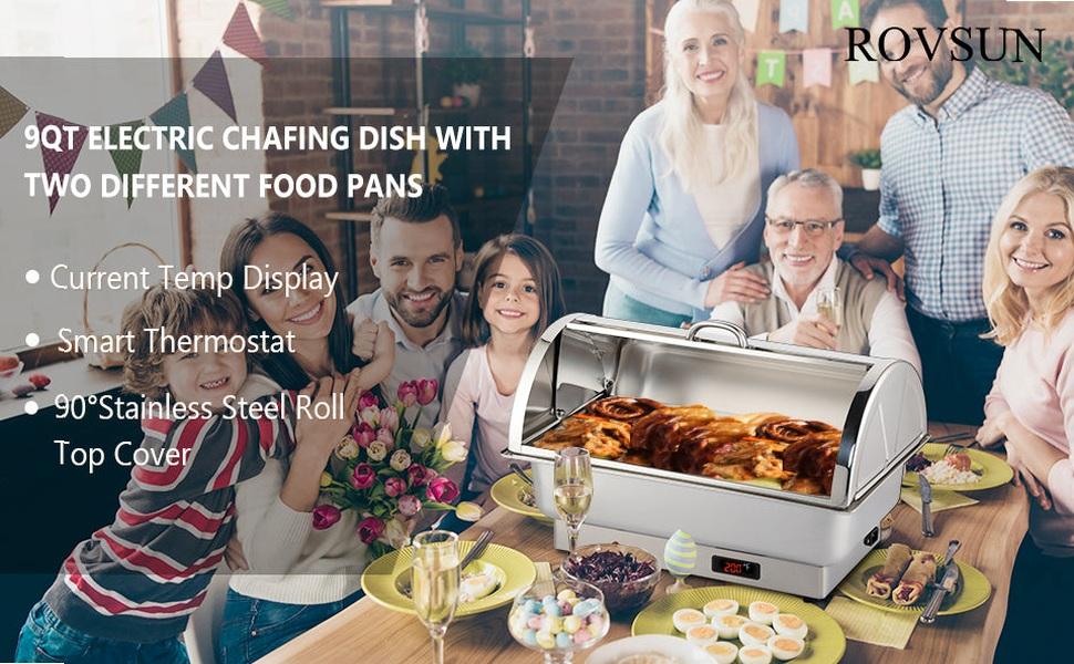 [FLASH SALE | ROVSUN ] 9 QT Electric Chafing Dish Buffet Set with Stainless Steel Lid