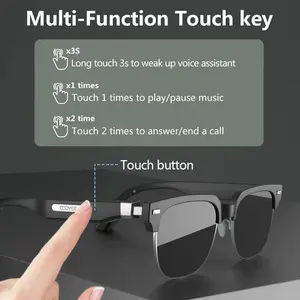 Unisex Smart Glasses with AI Audio Bone Conduction, Bluetooth, and Active Noise Cancellation