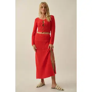 More Than Anything Pointelle Rib-Knit Maxi Skirt