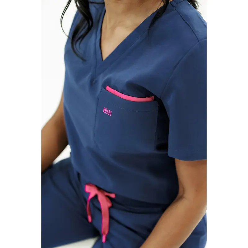 Women V-Neck Scrub Top (Navy)