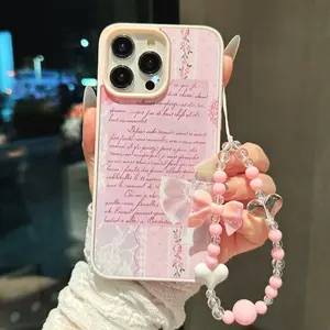 Magnetic Phone Case with Bow Tie Lanyard, Supports Magsafe Wireless Charging, Anti-Drop Thickened Cover for iPhone Models