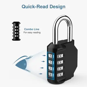 Puroma 4-Digit Combination Padlock Weatherproof Outdoor Locker Lock for School, Gym, Gate, Fence & Storage, Black