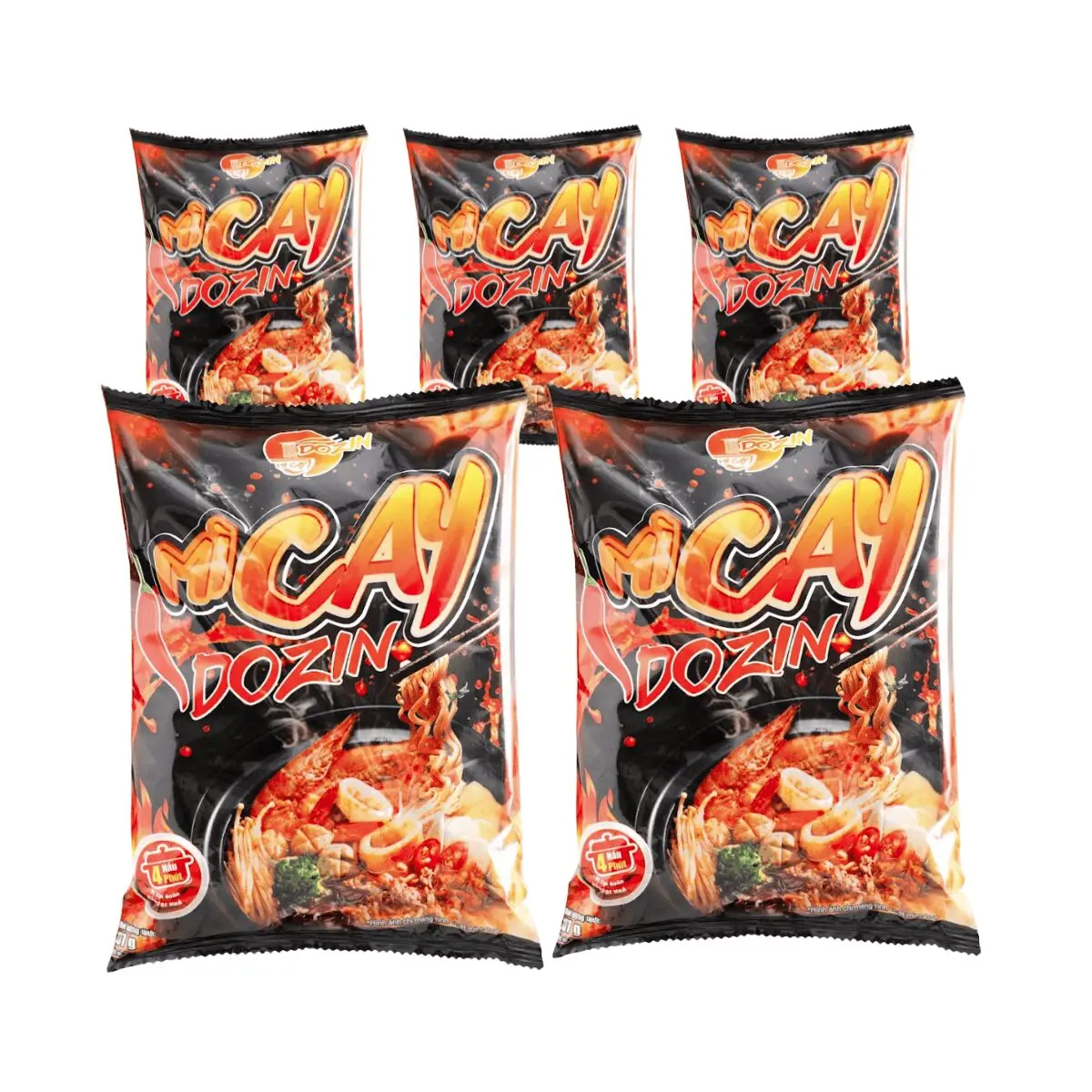 Dozin Korean Super Spicy Chewy Chili Flavor Instant Noodles - Asian Noodles for Spicy Food Lovers, 137g per Pack, 5-Pack Combo, Ambient Pantry Food for Quick Meals, Super Spicy Instant Noodles