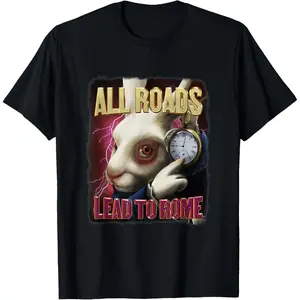 All Roads Lead to Rome Rabbit Meme Bootleg Style T-Shirt