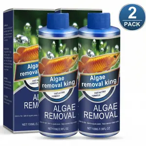 2-Pack Aquarium Water Clarifier - Algae Control, Moss Remover & Fast Green Water Cleaner, Safe for Fish & Plants, Freshwater Tank Maintenance (3.38oz Each)