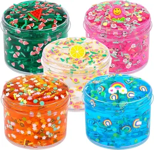 Ester gift-5-Pack Crystal Slime Kit – Crunchy Clear Glitter Slime for Valentine's Day, Stress Relief Toy, DIY Birthday & Easter Gifts