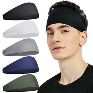 Solid color sports headband, sweat-absorbing and quick-drying, fitness running antiperspirant headband (5 packs), unisex, suitable for yoga, fitness, running, football exercise sports headband