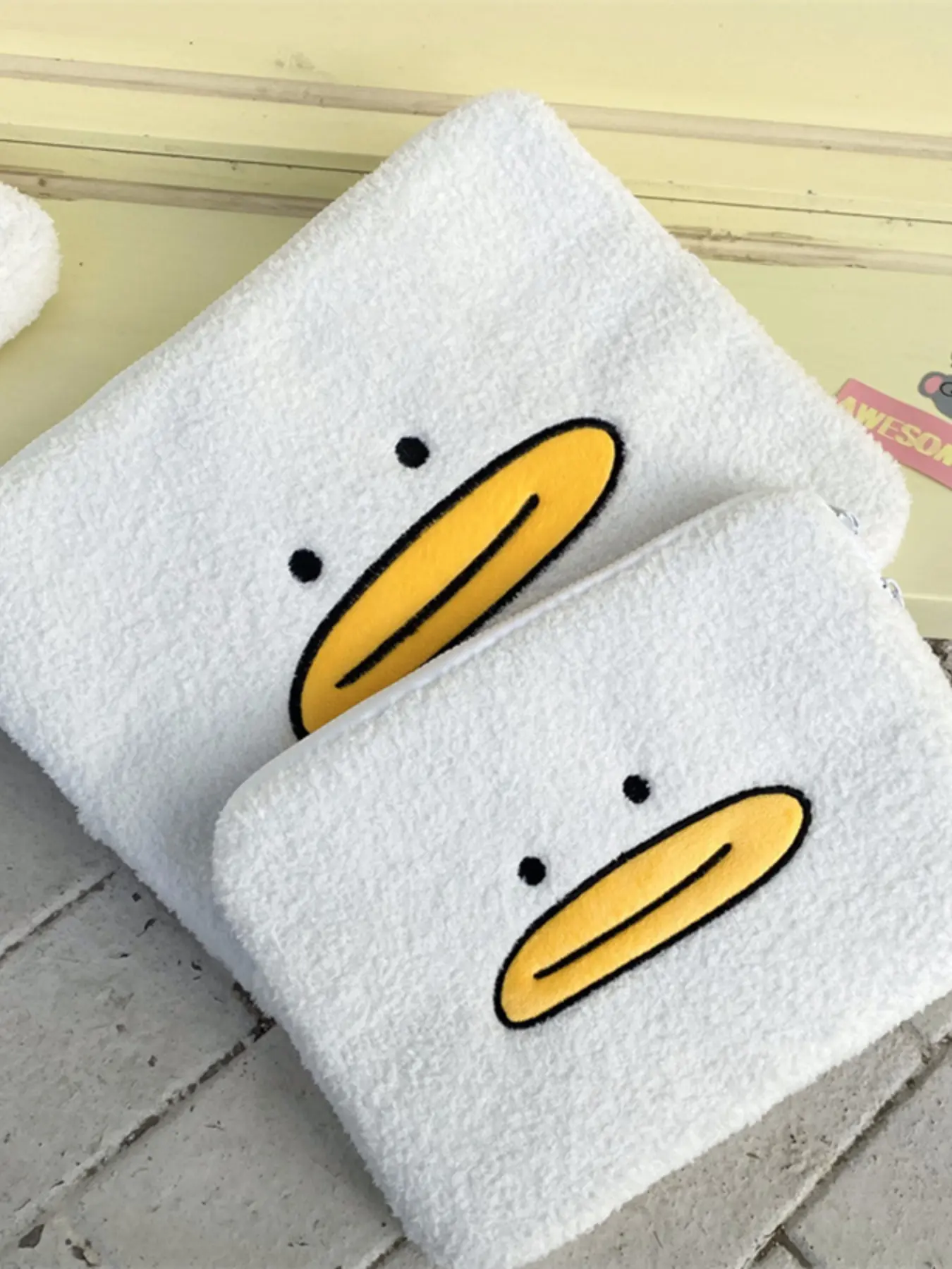 Korean Plush Embroidered Beak Duck Laptop Bag, Laptop Purse, Cute Animal Design Computer Case, Stylish and Comfortable Travel Accessory