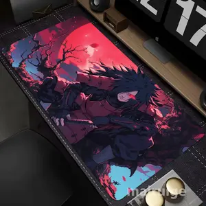 1-Piece XXL Oversized Gaming Mouse Pad Naruto Anime - Uchiha Madara Character Theme Mouse Pad Rubber Anti-Slip Thickened 3mm Washable Mouse Pad Computer Office Decor Accessory Gamer Gift Top Choice Suitable for Laptops, Desks, and Office Tables