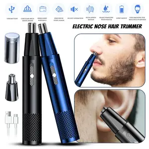 Blue Men's USB Rechargeable Electric Shaver with Integrated Nose & Ear Trimmer - Effortless Cleaning, a Must-Have for a Dapper Look