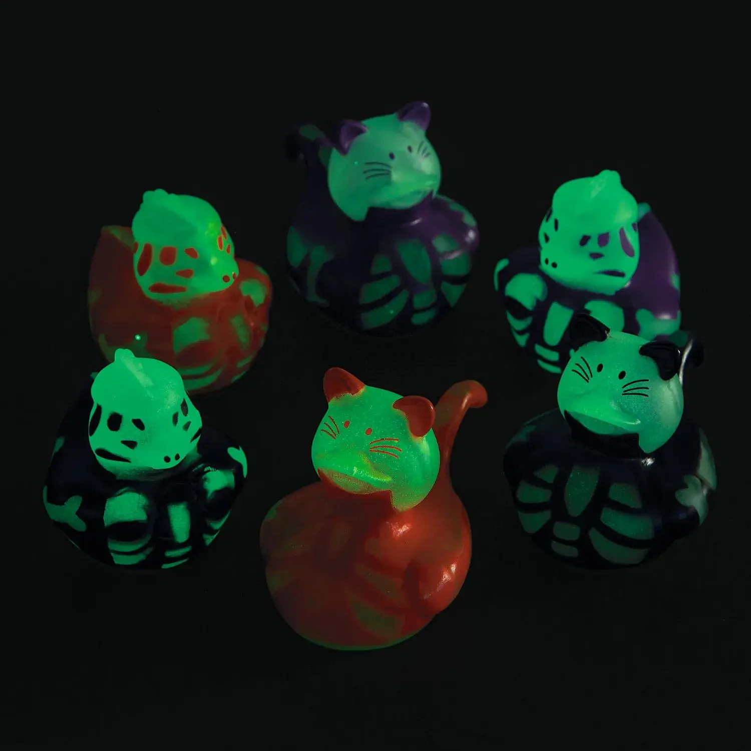 1 1/2" - 2" Bulk 50 Pc. Glow-in-the-Dark Halloween Skeleton Rubber Duck Assortment