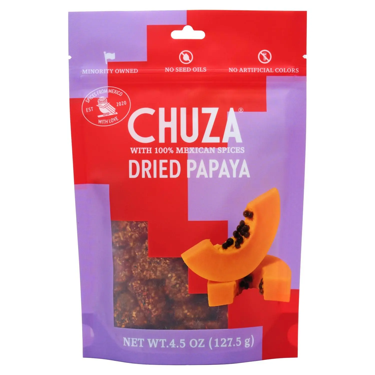 CHUZA Spicy Dried Papaya, Mexican Snacks Chili Papaya Dried Fruit, Spicy Mexican Candy for Adults and Children, Natural Dried Papaya