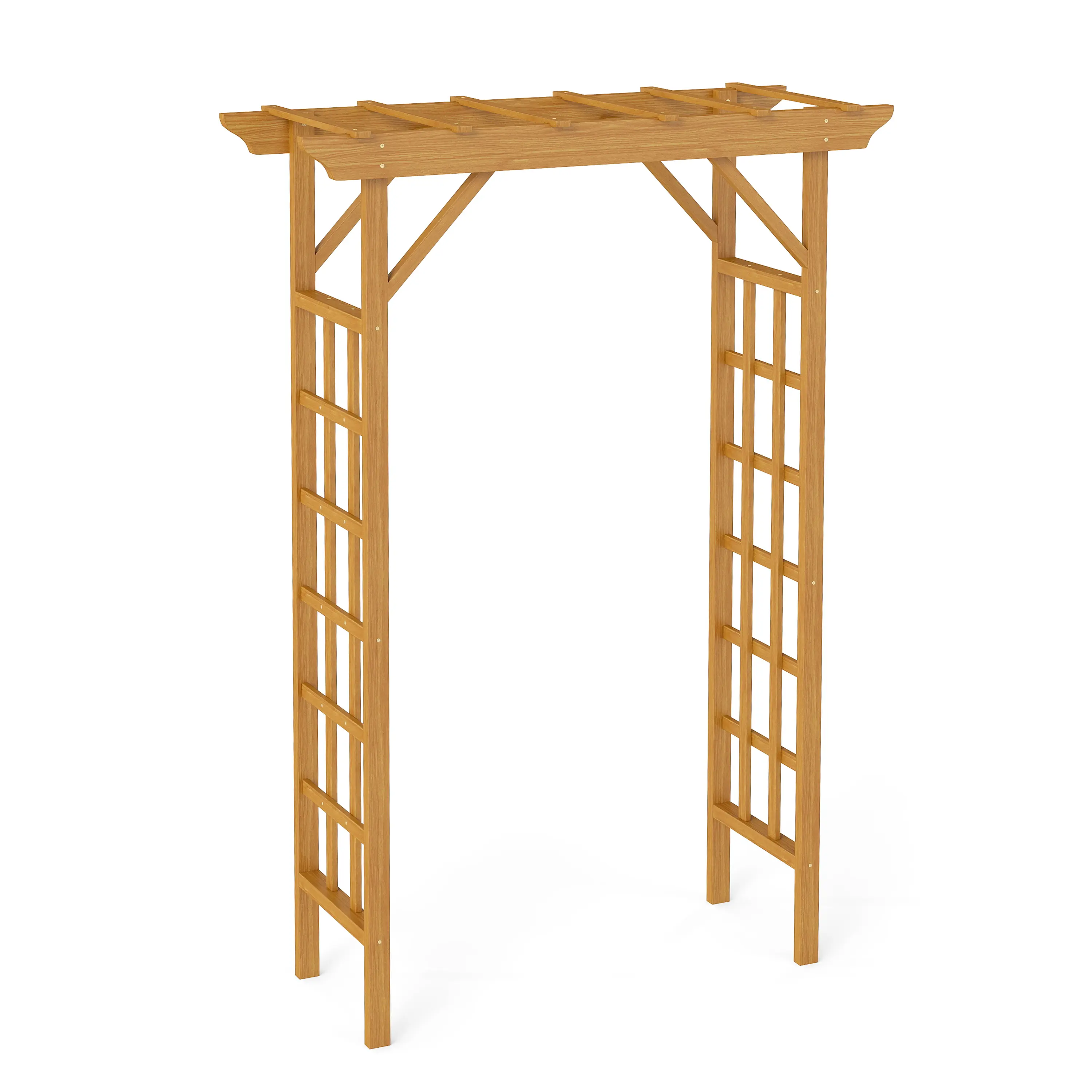 Sturdy Light Brown Wooden Wedding Arch - Classic Structure, Elegant Design, Sturdy Wood Garden Decor for Ceremonies, Garden Parties