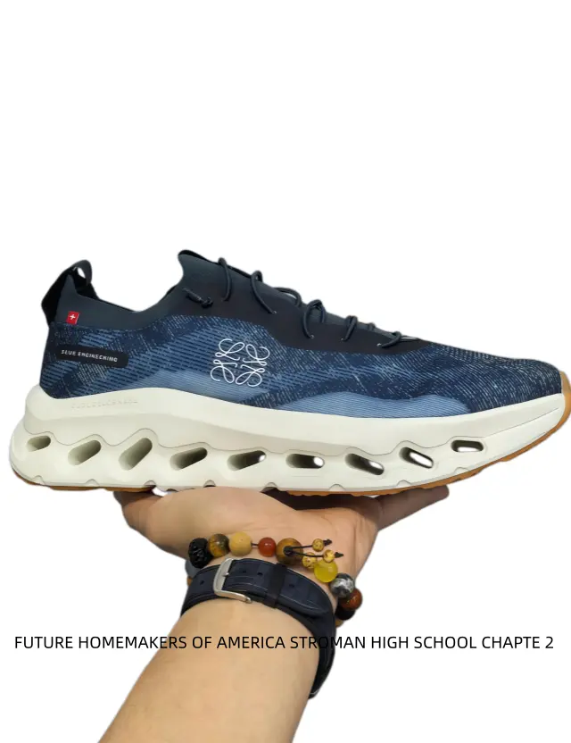 Denim Blue Low-Top Sneakers with Sculpted Cloud-Like Midsole & Textured Fabric Upper – Unisex Futuristic Running-Inspired Footwear for Urban Lifestyle & Daily Wear