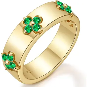1pc S925 Silver GRA Lab Moissanite D-VVS1 Lab Emerald 14K Gold Plated Non Tarnish Premium Lucky Women Ring