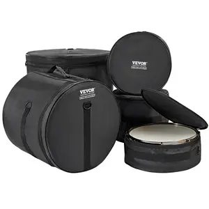 VEVOR 5-Piece Drum Bag Kit,  , Durable 1680D Oxford Material, Cushioned Cases with 1.5m Removable Shoulder Strap and Carry Handles, Collapsible, Fits 22'' Bass, 12''/13''/16'' Toms, 14'' Snare