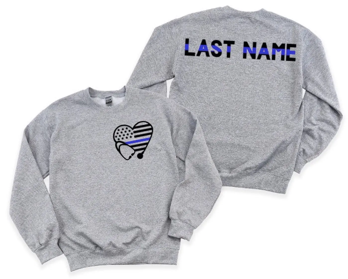 Blue line stethoscope sweatshirt, police wife sweatshirt, police sweatshirt, gift for police wife, thin blue line shirt, nurse shirt