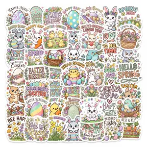 Easter Theme Sticker Set Cartoon Rabbit Egg Pattern Spring Festival Hand Account Decoration, 50 Sheets, Model Xinghao Rxhy0061