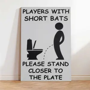 Humorous Baseball Canvas Wall Poster, Ideal Gift for Sports Lovers & Home Decor, Humorous Design Canvas Print for Bathroom Toilet Room Decor