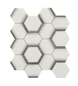 Hexagon Metal Thassos Carrara and Stainless Steel