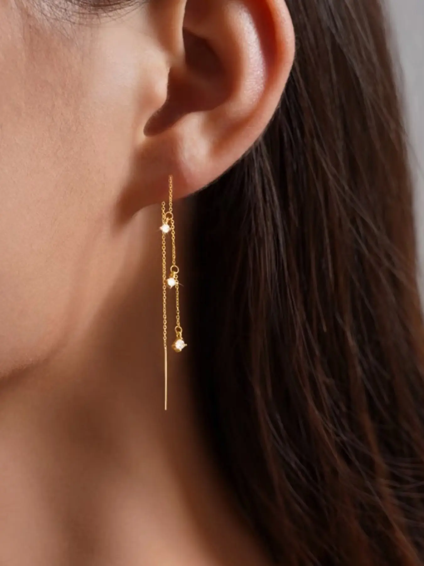 Fashion Long Tassel Ear Line with Zirconia Inlay, Stackable Design for Daily Wear Earrings for Women & Girls, Jewelry Gift for New Year's Eve Party