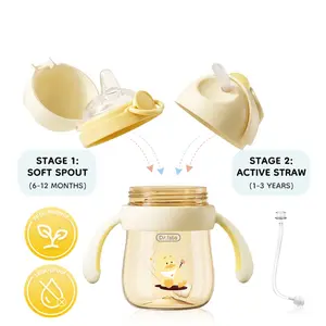 Dr.Isla PPSU Leakproof Sippy Cup, 9oz/240ml, 2-in-1 Baby Training Cup for 6–12 Months & 1–3 Years, Weighted Straw with Gravity Ball, Anti-Slip Handles, Spill-Proof & Anti-Choke Design, Cute Duck Style, BPA-Free #summervibes summervibes☀️