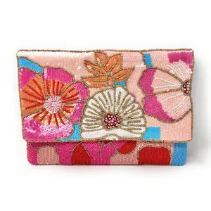 Sandy Beaded Floral Clutch