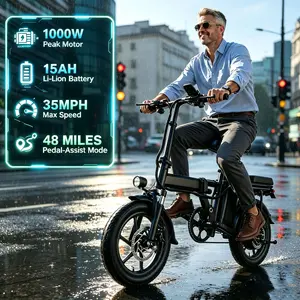1000W electric bike,35mph ebike,48 miles range ebike,two seat folding ebike,dual rider ebike,adult commuter ebike,portable foldable ebike,urban travel ebike,high torque ebike,long range ebike,compact ebike,lightweight ebike,smooth power ebike