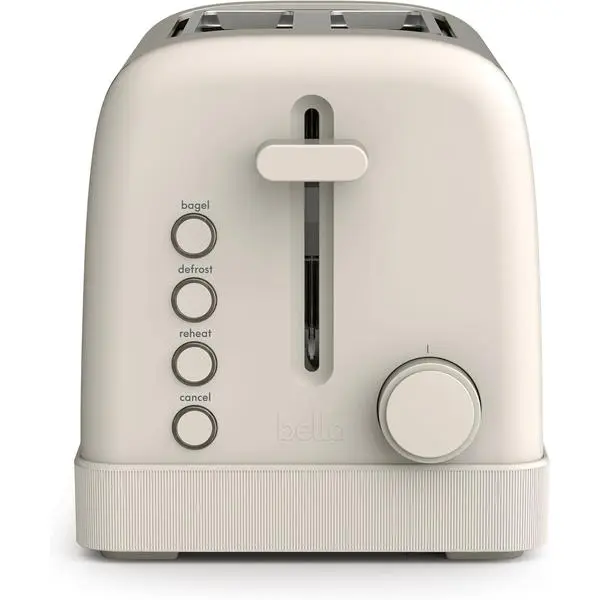 bella 2-Slice Toaster with Extra Wide Slots and 6-Shade Control, Oatmilk