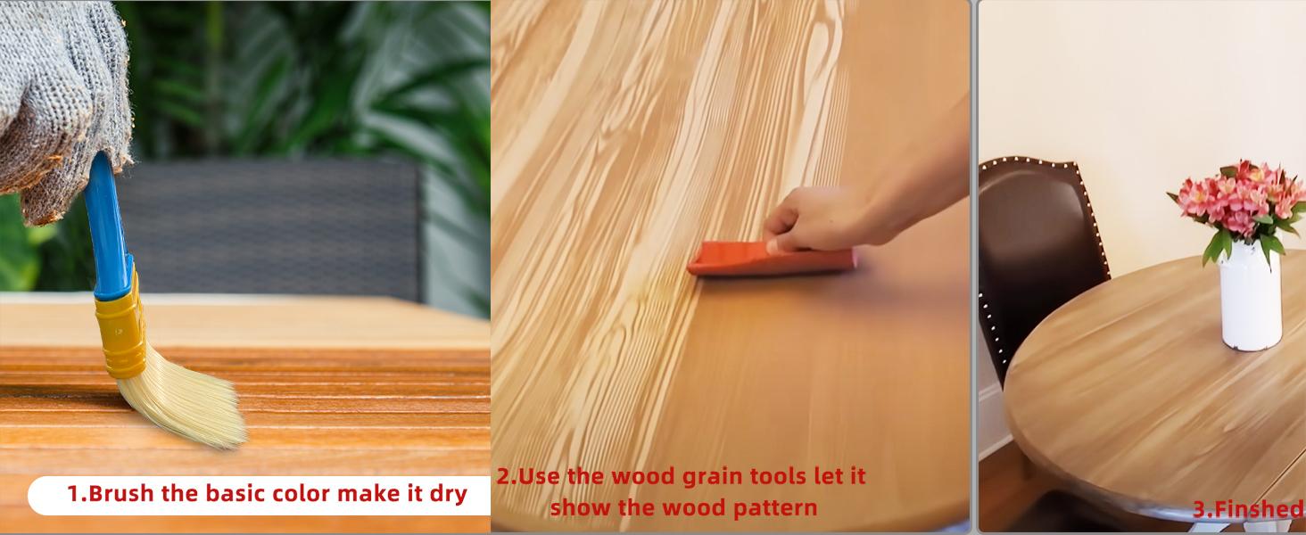 6PCS Wood Grain Tool, Natural Woodgrain Maker for Decorative Painting Wood Graining Tool Set DIY Projects