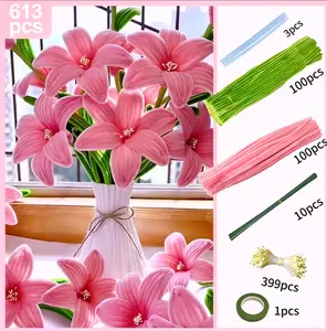 613pcs Multicolor Lily Tulip Twist Rod Pipe Cleaner Craft Kit for DIY Flower Snowflake Projects Wedding Bouquets Artificial Bouquet Party Decorations Vibrant Colors Comprehensive Set tiktokshopspringglowup