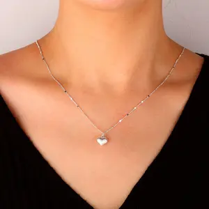 S925 Sterling Silver "Heartbeats" Necklace,3D Floating Heart Pendant,Perfect For Valentine's Day,Anniversary Gift For Girls