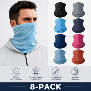 8-Pack Outdoor Sun Protection Face Shields – Moisture-Wicking Quick-Dry Neck Gaiters for Hiking, Cycling & Sports