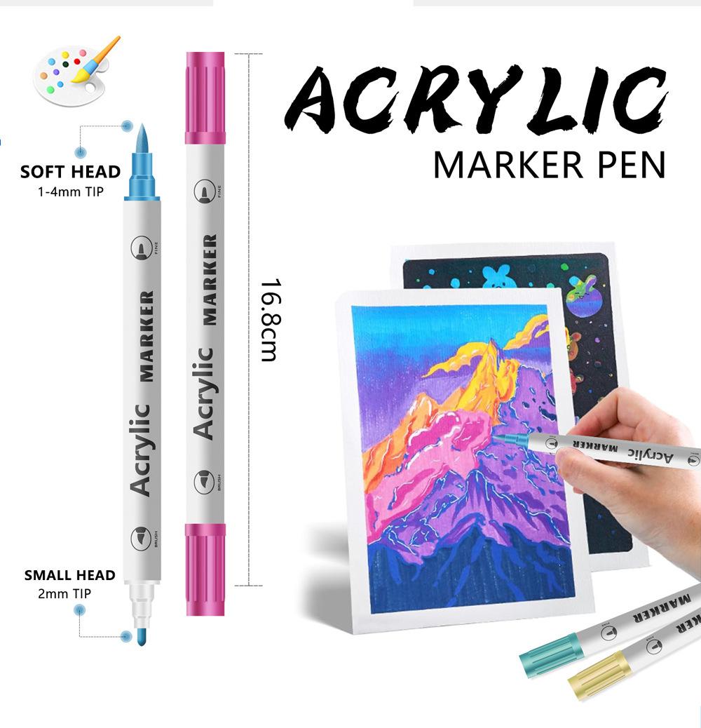 48 Acrylic Paint Markers, Large Capacity Acrylic Markers with Long-Lasting Tip, Professional Art Supplies for Rock Painting, Ceramic, Glass, Wood, Canvas, Fabric, Crafts