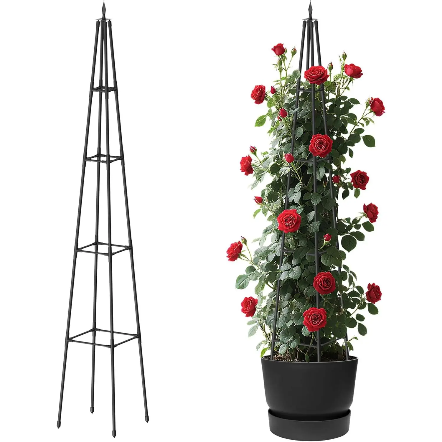 6 FT Obelisk Trellis for Climbing  Outdoor, 6FT Garden Trellis with Extra Thickened Plastic-Coated Metal Pipes, Garden Indoor Potted  Support, Climbing Support for Potted