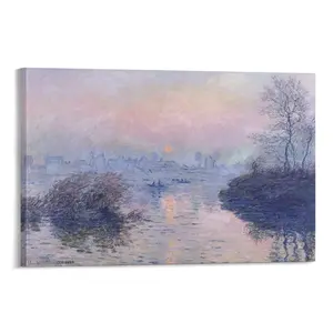 Claude Monet's 'Sunset on The Seine at Lavacourt' Canvas Print, Perfect for Home & Room Decoration, Gifts, Wall Art Appeal. Poster Canvas Wall Art For Bedroom Decor Bar Office Room Decor Gift