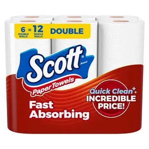 Scott Paper Towels, Choose-A-Sheet, 6 Double Rolls = 12 Regular Rolls (108 Sheets Per Roll)
