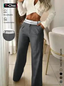 Women's High-Waisted Wide-Leg Denim Jeans, Fall New Style Casual Loose-Fitting Straight Leg Harem Jeans, Fashion Pants