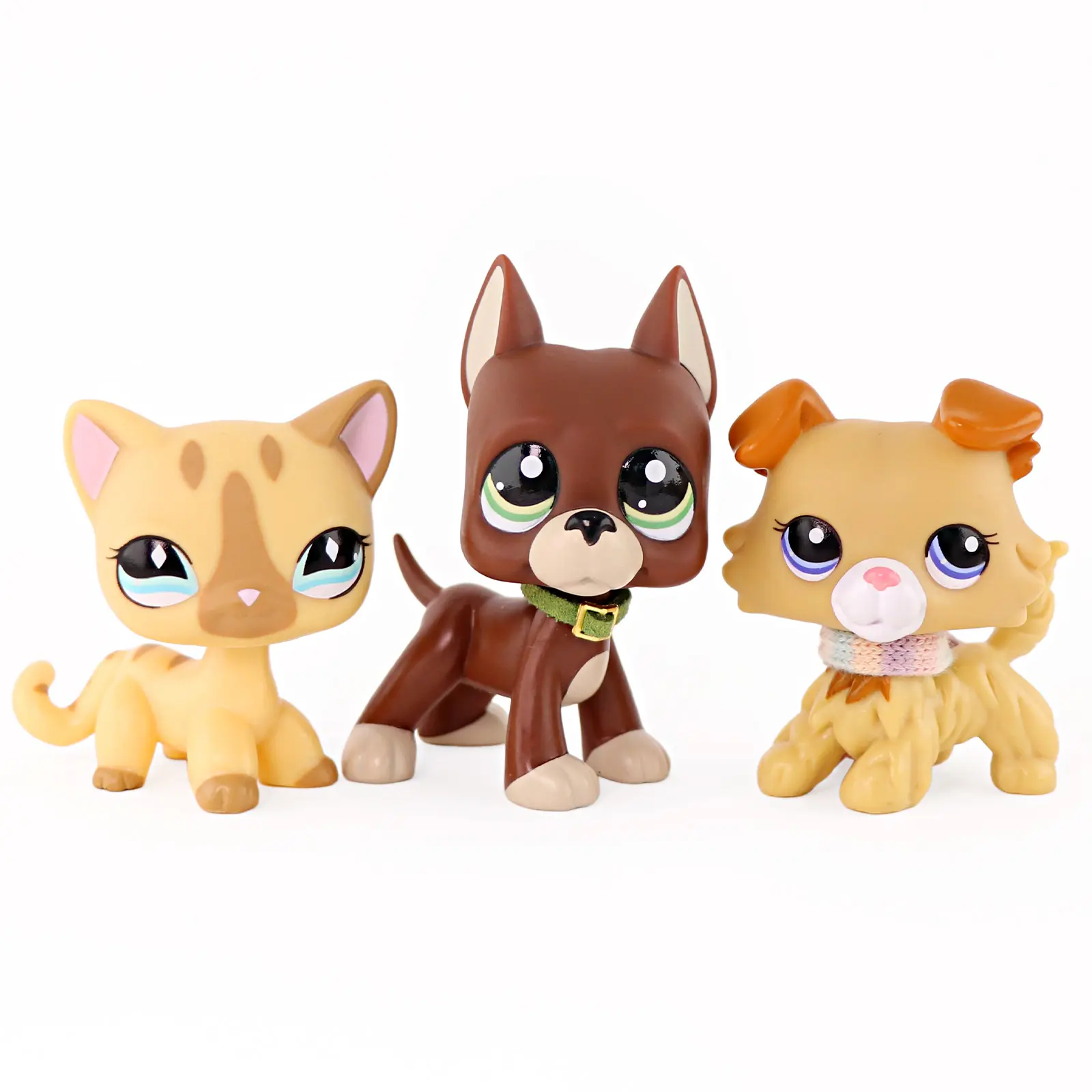 3 Pcs Cute Pet Figures Set, Mini Cat & Dog Animal Toys with Accessories, Collectible Action Figures for Kids & Collectors