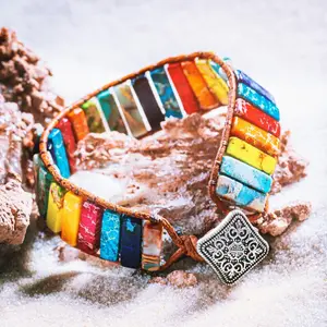 7 Chakras+Galaxy Sea Sediment Jasper Bracelet - Natural Gemstone for Protection of Love and Friendship