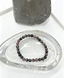 Natural Rhodonite Beaded Bracelet, 6mm Round Beads, Handmade Gemstone Jewelry for Women and Men