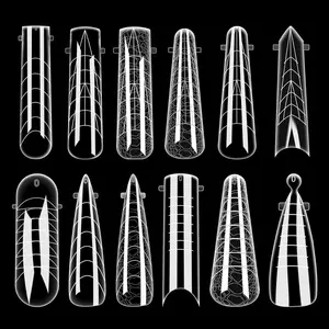 Dual Forms for Poly Nail Gel, 144PCS Dual Nail Forms Molds, Acrylic Full Cover False Nail Tips, 12 Styles 12 Sizes Scale for Manicure Extension