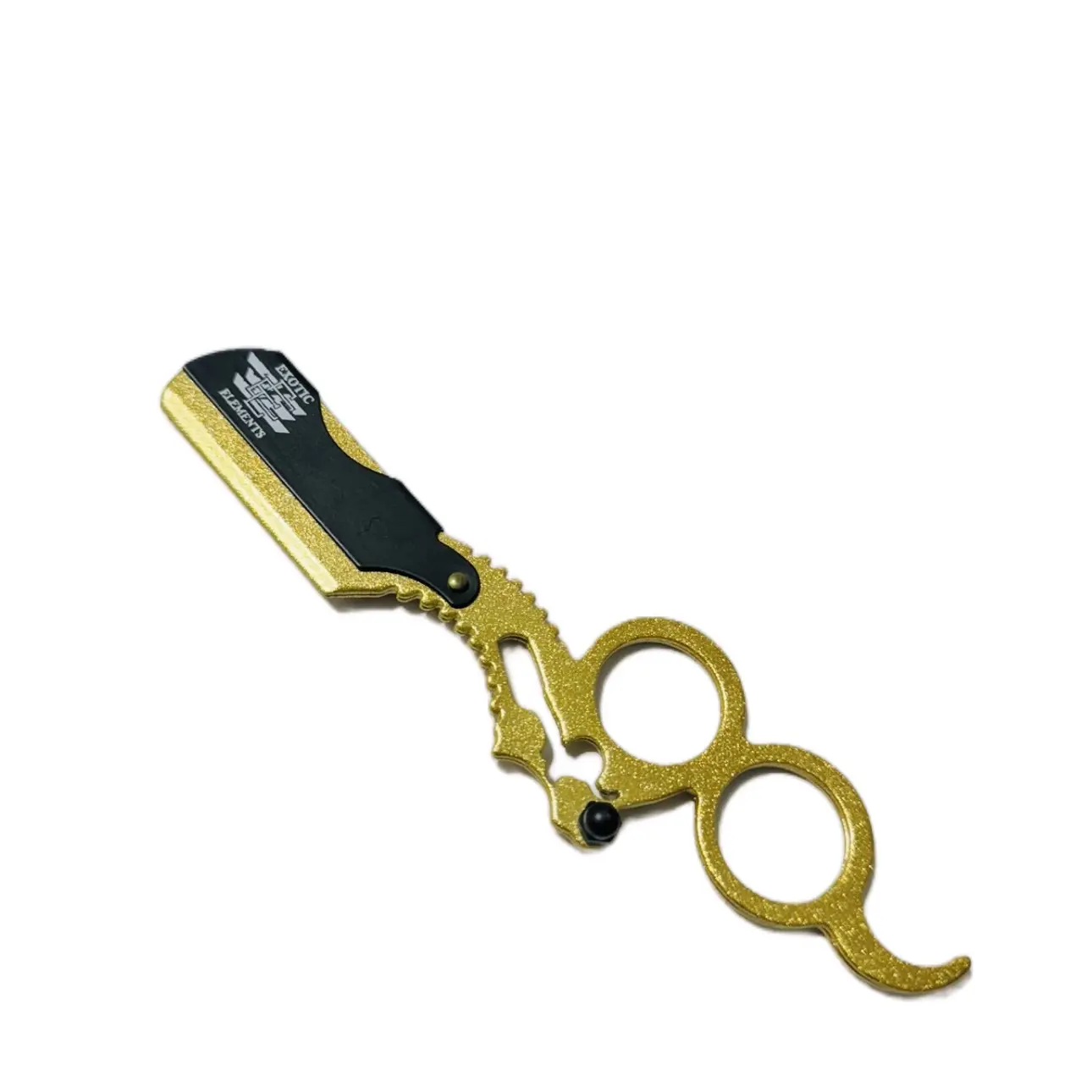 2 Finger Straight-Edge Razor for Shaving Mustache, Beard, and Eyebrows in a Barber Salon - Mustache Shaver Gold and Black