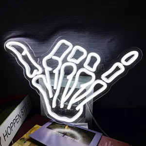Hand Neon Sign Shaka Gesture Skeleton Hand LED Neon Sign Light up Signs for Wall Decor Bedroom Home Decor Bar Restaurant Halloween Birthday Gift Decoration Light