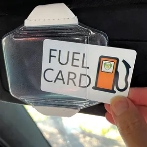 2 Pack - Heavy Duty Visor Fuel Card Holder with Clear Vinyl Pocket - Truck & Car Accessories for Interior - Drivers License, Auto Insurance Card & Fleet Ve