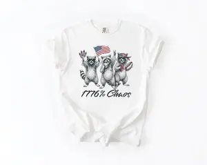 [Sale up to 50%] [Free Ship] Patriotic Raccoon 1776% Chaos Shirt, USA Flag Comfort Colors Tee