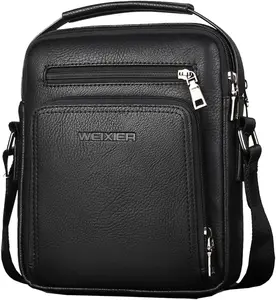 Small Leather Sling  Bag Messenger Pack for Men Women Outdoor Travel Business